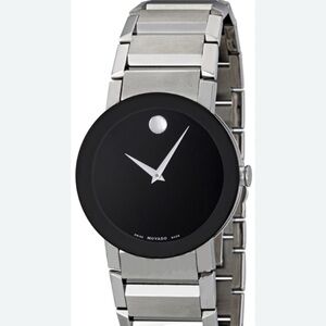 Movado Black Dial with Silver Band Watch